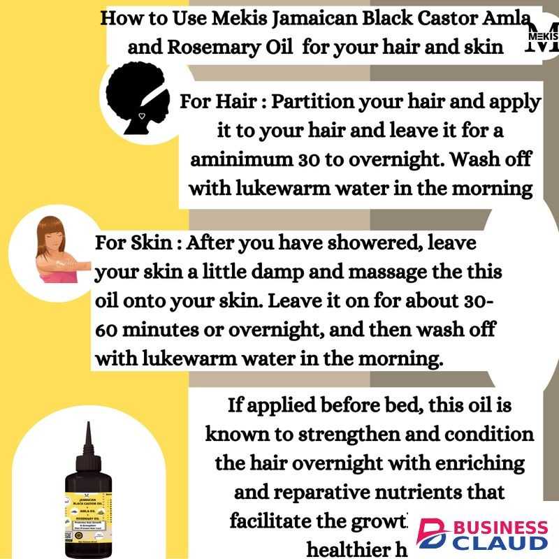 Mekis Jamaican Black Castor + Amla + Rosemary Oil–Promotes Hair Growth & Prevent Greying Of Hair