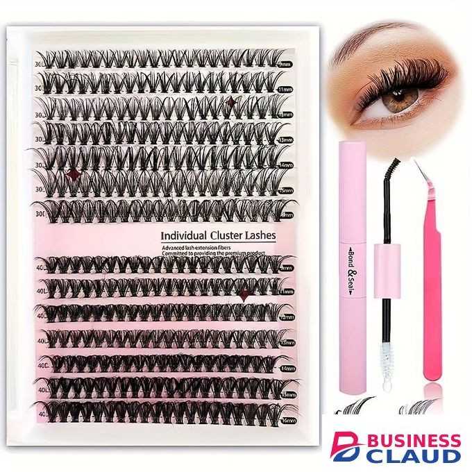 280pcs DIY False Eyelashes Kit, With Eyelash Adhesive + Sealant + Tweezers