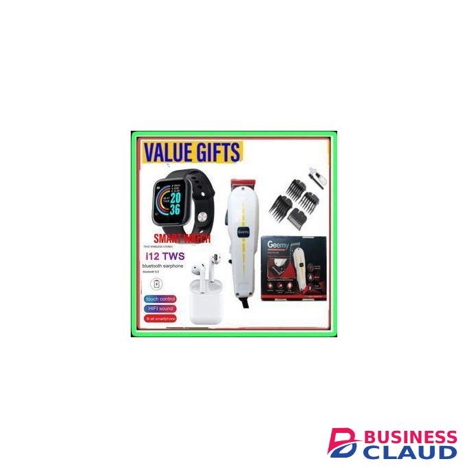 Geemy Professional Hair Cutting Machine-Kinyozi & Smart Watch + Earbuds...