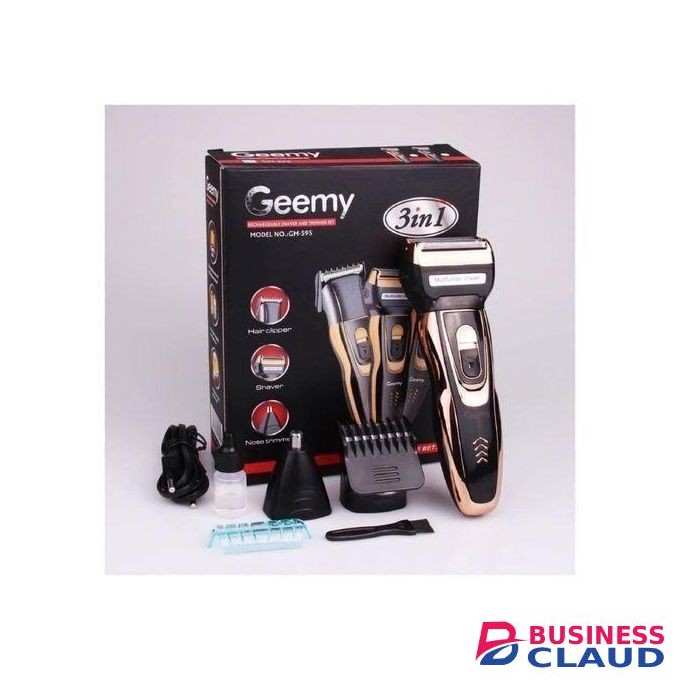 Geemy Premium 3-in-1 Rechargeable Electric Hair, Beard & Nose Shaver - Premium Cordless Grooming Kit With Detachable Heads For Men & Women