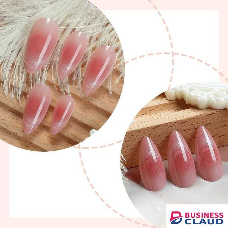 24 pieces of European and American almond nail solid color French cat eye gradient nail art, detachable wearable nail piece