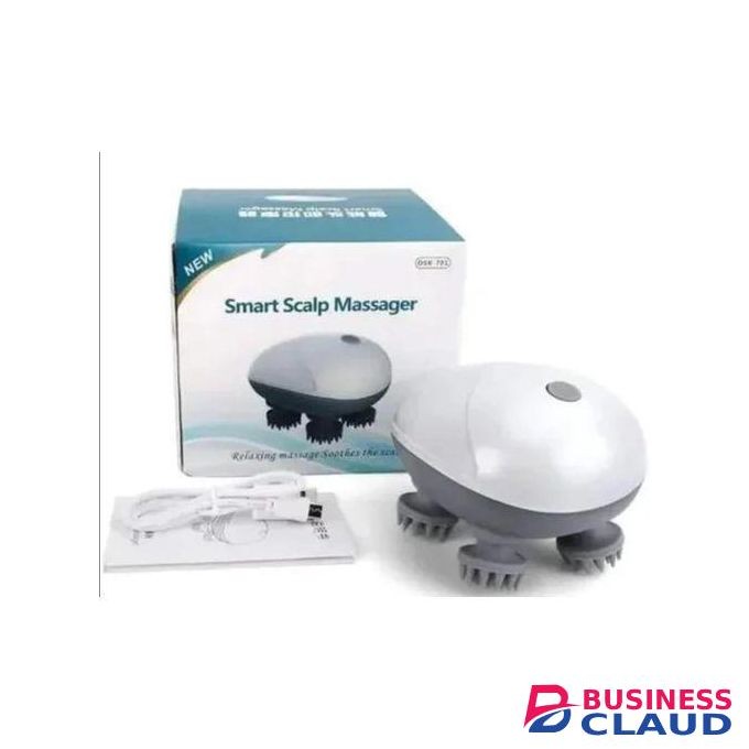Smart Scalp Massager OSK-701 – Electric USB-Powered Head Massager with 4 Massage Nodes, Relaxation & Stress Relief (Silver)