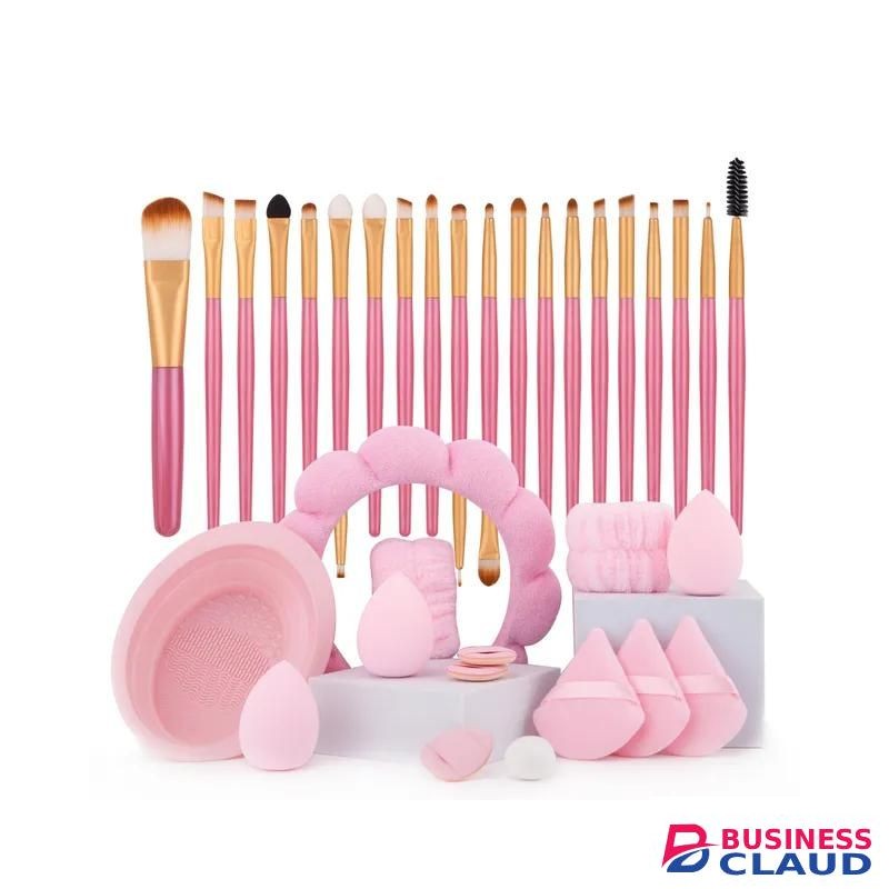 33-piece makeup brush set including powder, eyeshadow, and blush brushes