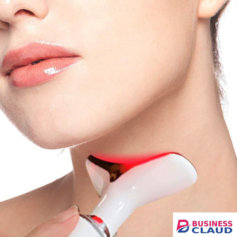 LED Photon Therapy Neck Massager – 3-LED Anti-Aging Vibration & Heat Beauty Tool (White)
