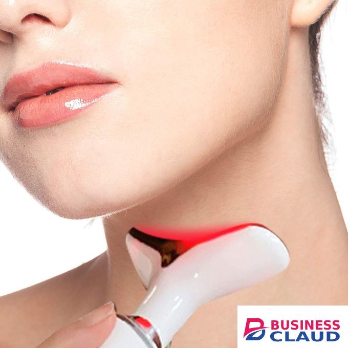 LED Photon Therapy Neck Massager – 3-LED Anti-Aging Vibration & Heat Beauty Tool (White)