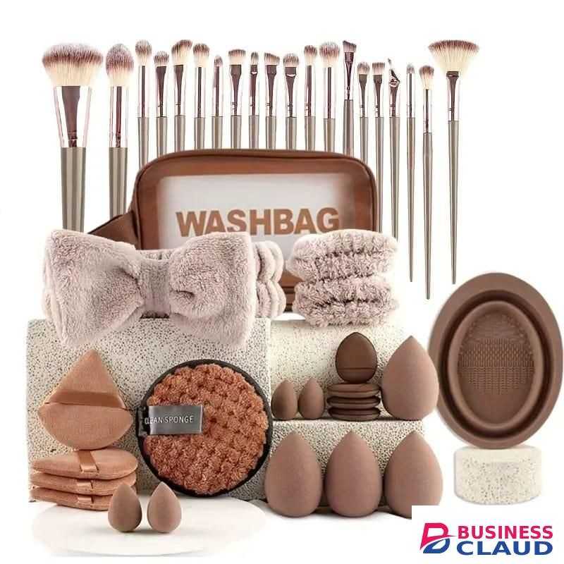 40pcs Professional Makeup Brush Kit for Women Men, Soft Synthetic Bristles, Travel Friendly, Full Face Cosmetic Brushes Set for Foundation Eyeshadow Blending Contouring Highlighting and Powder Application