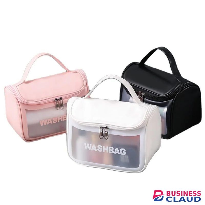 3 pcs Wash Bag Set - Clear Transparent Travel Toiletry Bags with Black Trim, Durable PVC Organizer for Gym, Makeup, and Daily Use, Lightweight and Waterproof