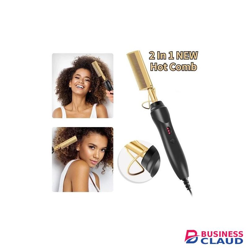 2 In 1 Electric Hot Comb & Hair Straightener Curler - Wet & Dry Styling Tool