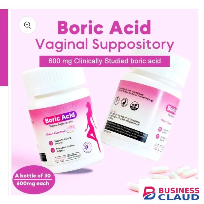 Medical Grade Boric Acid Vaginal Suppositories for Women Vaginal Health - Support Odor Control, Relive Itching, Burning and Irritation, Feminine Care, 30 Vaginal Suppositories 600mg