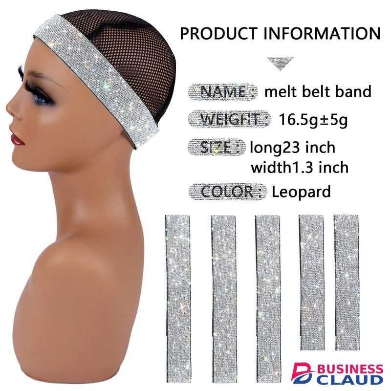 2PCS Silvery Elastic Bands for Wig, Lace Melting Band to Lay Edges, 60CM Wig Band for Keeping Wigs in Place,Elastic Band for Lace Frontal Melt