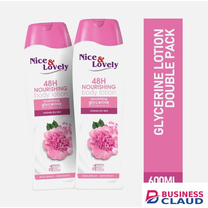 Nice & Lovely Twin Moisturizing Glycerine 600ml Lotion (Pack of 2)