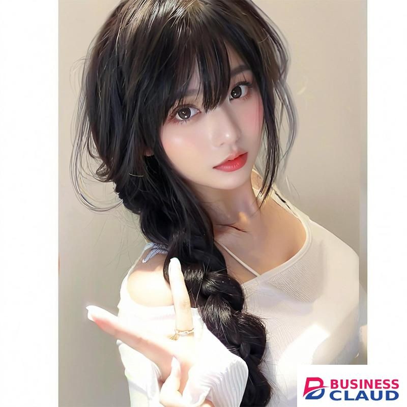 SXCHEN Side Braided Pigtail With Straight Bangs Black Anime Style