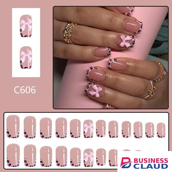 24 pieces of short shiny European and American pink leopard print contrasting bow wearable armor, detachable