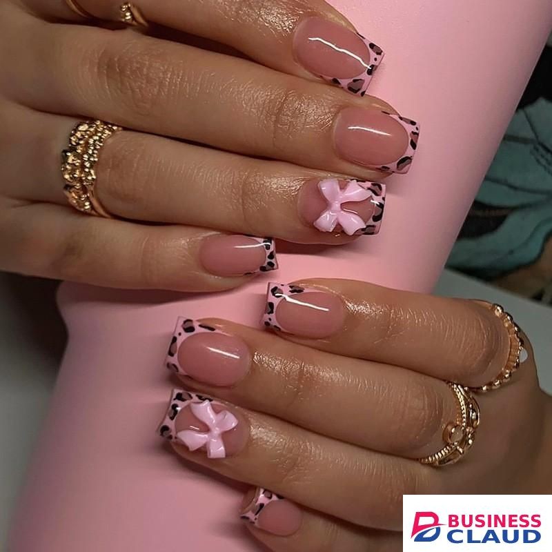 24 pieces of short shiny European and American pink leopard print contrasting bow wearable armor, detachable