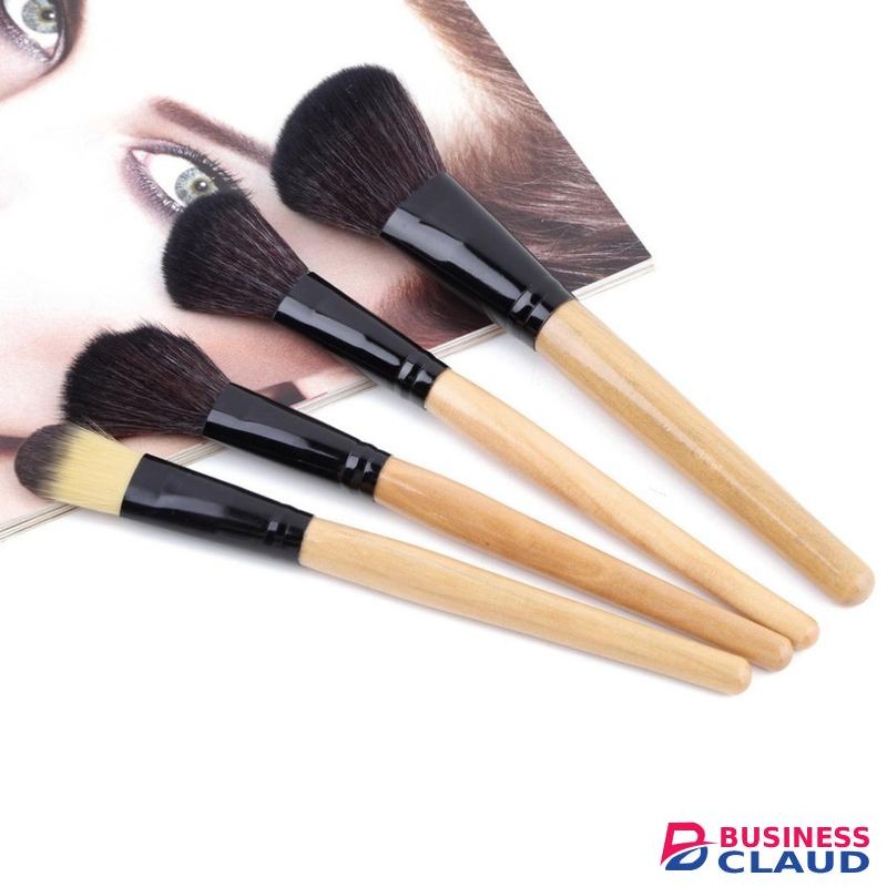 24 PCS Horse Hair Wooden Handle Cosmetic Brush Set with Black Leather Bag
