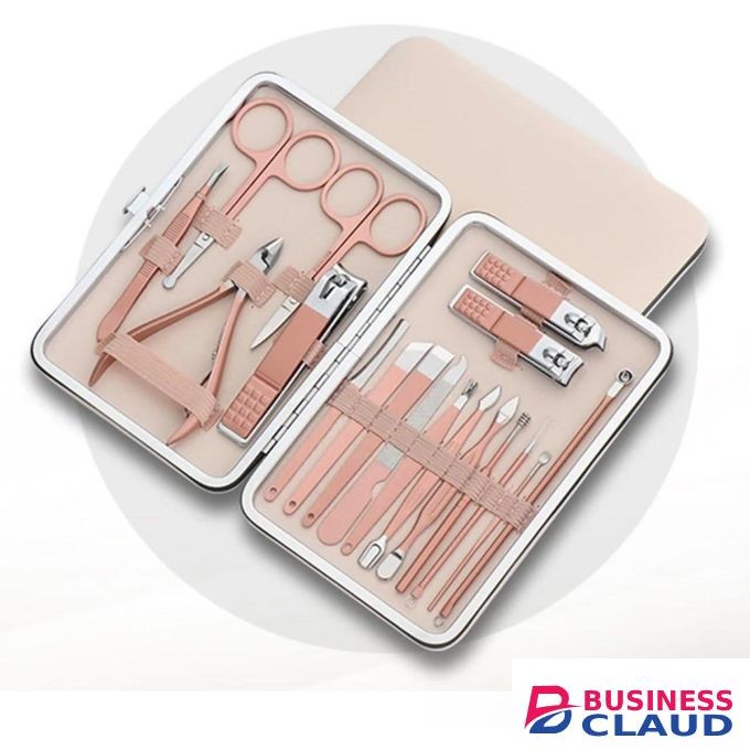 Flushrenic Stainless Steel Manicure Kit,18 Pieces Stainless Steel Manicure Kit, Manicure Set Nail Clippers Pedicure Kit,Professional Grooming Kits, Nail Care Tools with Luxurious Travel Case pink