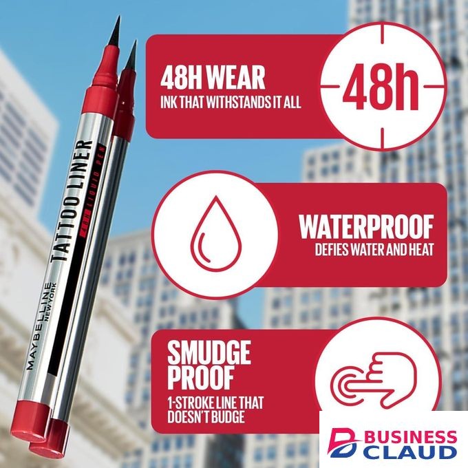 Maybelline Tattoo Linear Liquid Pen, 48H Long Lasting, Semi-Matte Finish, 2x Black Intensity, Defined, Intense Eye Look, For All Skin Tones And Types, Tattoo Performance Wear, Colour: Black, 100 Ml