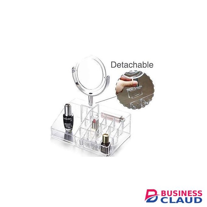 DecorRack Makeup Organizer with Mirror, For Vanity or Countertop, Cosmetics, Jewelry, and Hair Accessories