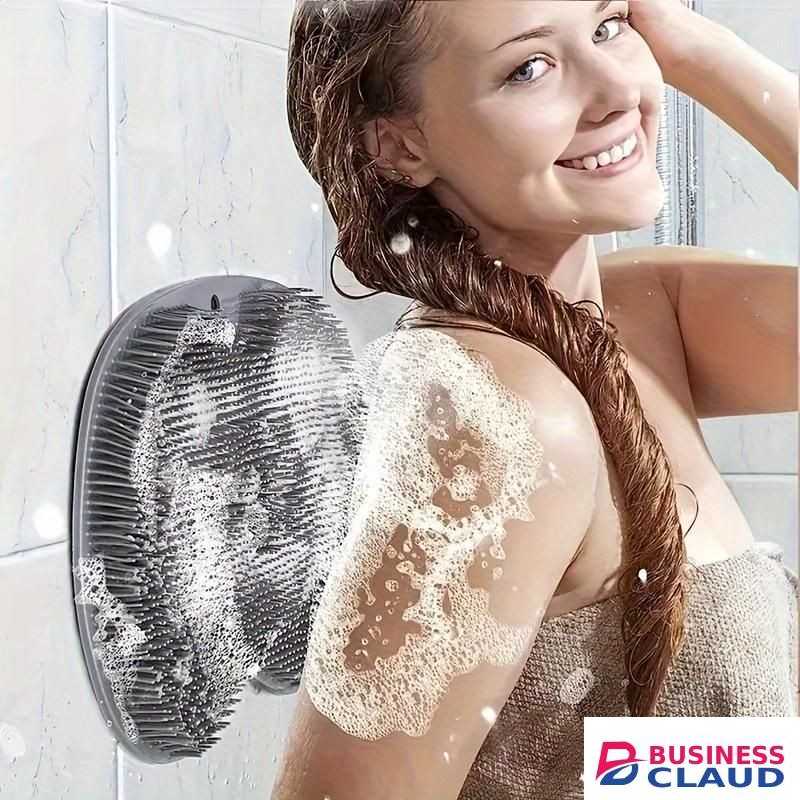 2 PACK Shower Foot Wash Brush,Wall Mounted Back Scrubber,Non-Slip Silicone Massage Pad,Dual Use as Foot Mat & Back Scrubber-Pink + Gray