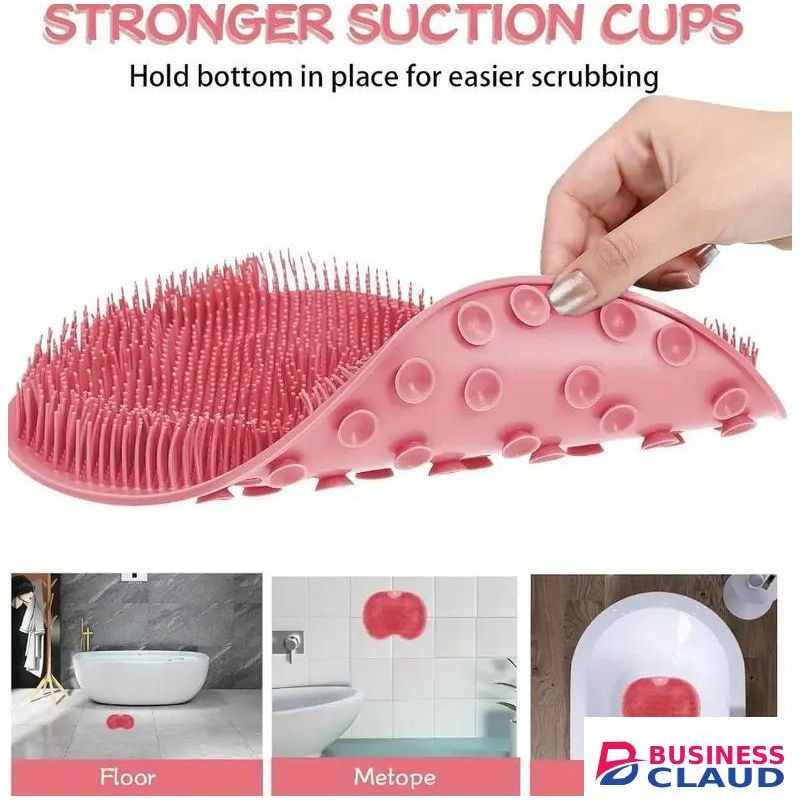 2 PACK Shower Foot Wash Brush,Wall Mounted Back Scrubber,Non-Slip Silicone Massage Pad,Dual Use as Foot Mat & Back Scrubber-Pink + Gray