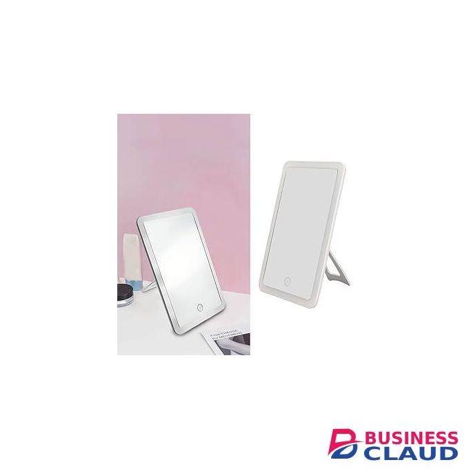 Rechargeable Travel Makeup Mirror with 3-Color Dimmable LED Light, Adjustable Stand, Anti-Scratch Surface, and 2000mAh Battery