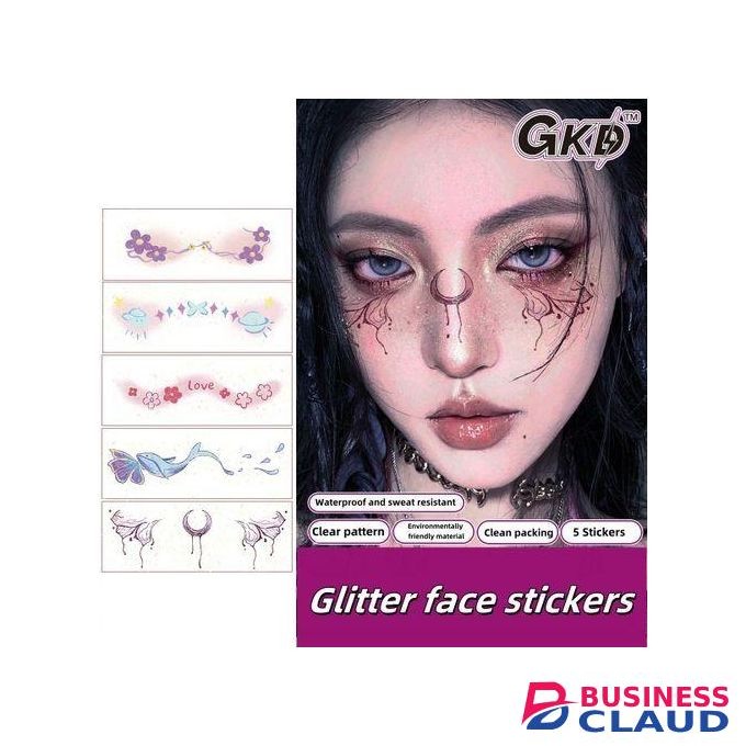 5PCS Glitter Tattoo Stickers – Temporary Face & Body Art for Parties Festivals and Events