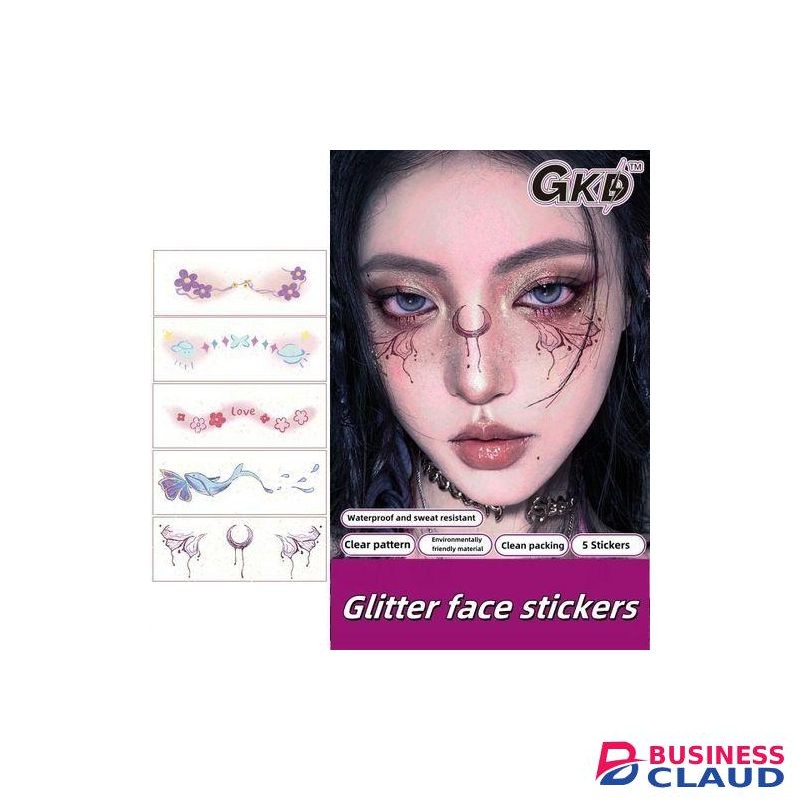 5PCS Glitter Tattoo Stickers – Temporary Face & Body Art for Parties Festivals and Events