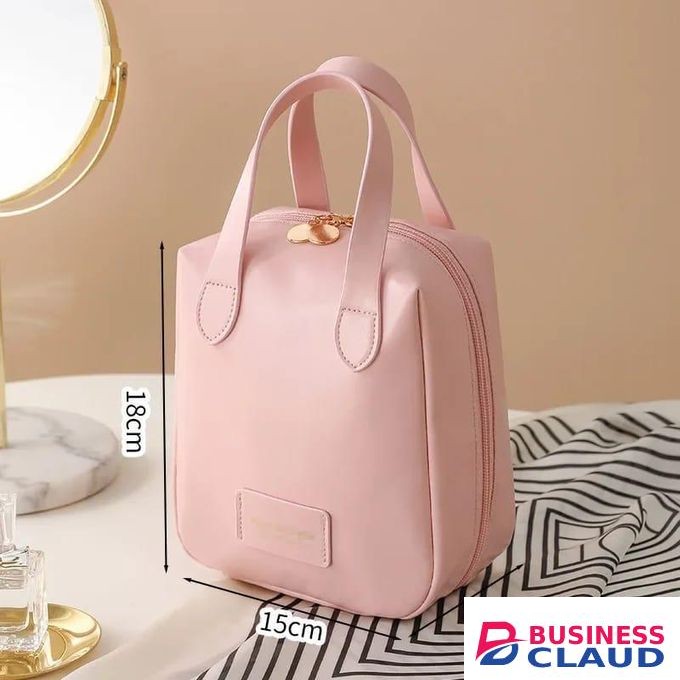 New Portable Large Capacity PU Shell Makeup Bag Waterproof Travel Storage Bag Handheld Toiletry Bag Fashionable for Women and Girls