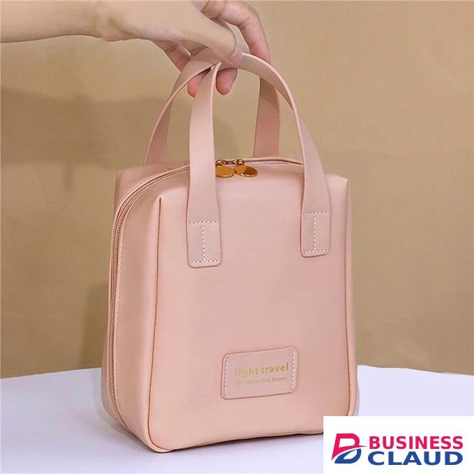 New Portable Large Capacity PU Shell Makeup Bag Waterproof Travel Storage Bag Handheld Toiletry Bag Fashionable for Women and Girls