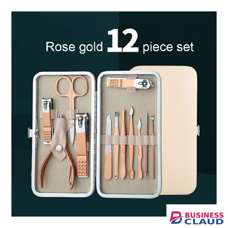 12 PCS/Set Nail Clippers Trimmers Ear Spoon Dead Skin Pliers Nail Cutting Stainless Steel Scissors Nail Beauty Manicure Tools
