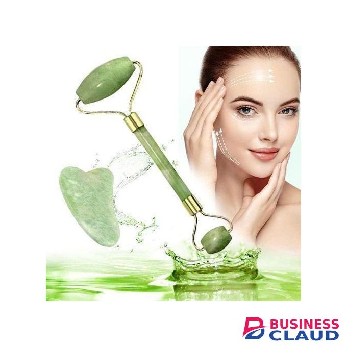 3-in-1 Natural Stone Jade Facial Roller, Guasha & Massager Set - Anti-Wrinkle, Anti-Aging Tool for Firm & Even Skin Tone