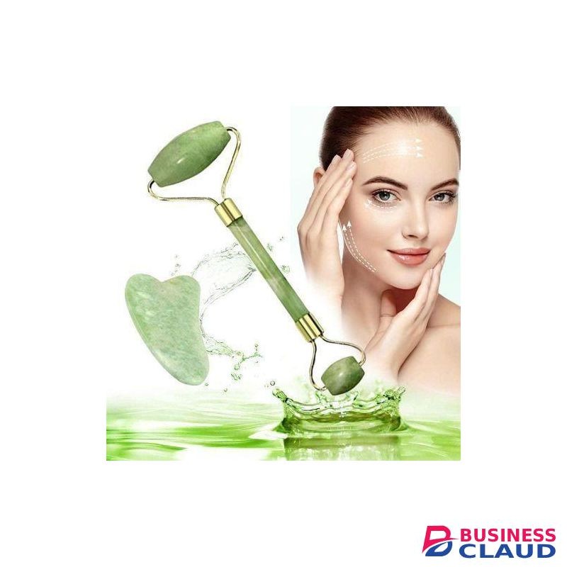 3-in-1 Natural Stone Jade Facial Roller, Guasha & Massager Set - Anti-Wrinkle, Anti-Aging Tool for Firm & Even Skin Tone