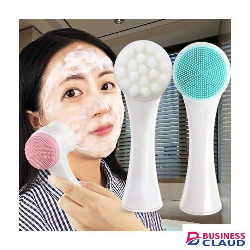 2 in 1 deep cleansing facial double sided head soft massage cleansing silicone brush head. Facial Brush