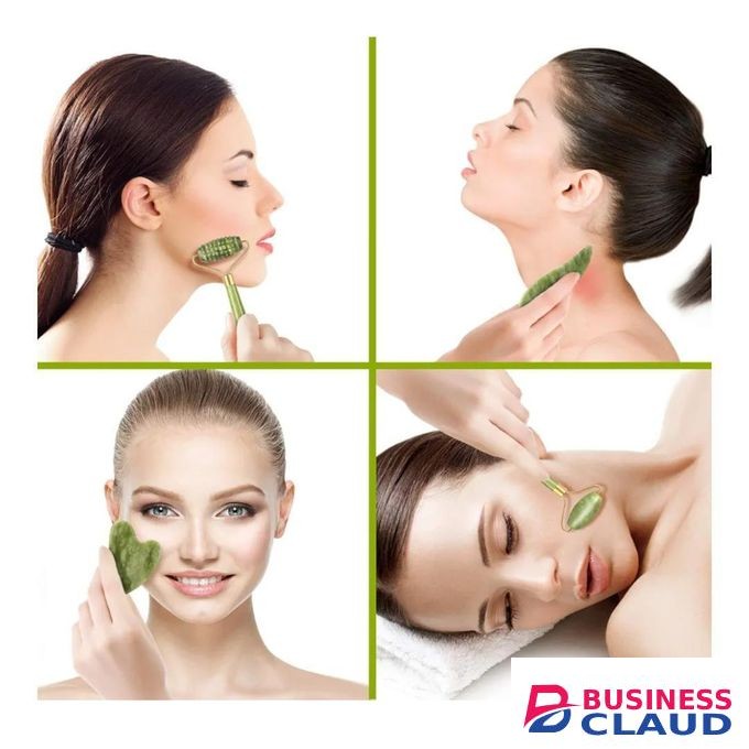 3 in 1Jade Roller & Gua Sha Set, Facial Roller Massager with Gua Sha Scraping Tool
