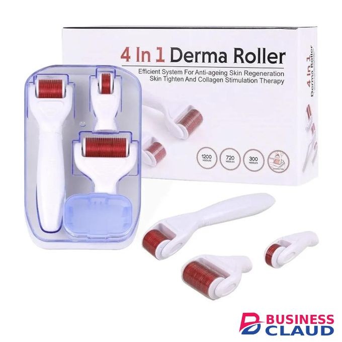 4 in 1 derma roller microneedling kit for face and body -micro needle microdermabrasion roller for skin repair ,hair &beard growth, reduces acne scars -3 replaceable heads.