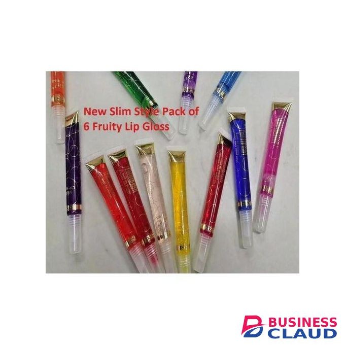 YH Beauty New Slim Long-lasting Pack of 6 Mixed Fruity Lip Gloss Moisturising & Shiny 15m