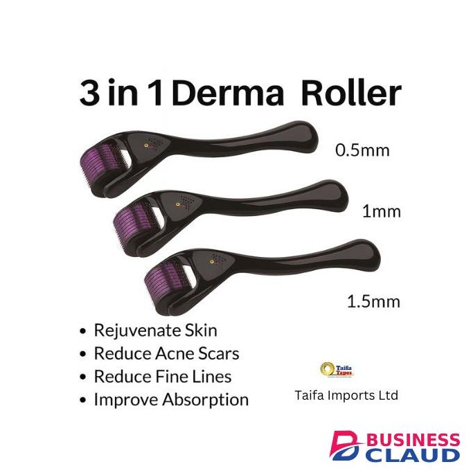 Derma Roller Dermaroller for Face & Hair - 0.5mm + 1.0mm + 1.5mm - Microneedling Tool for Skin Rejuvenation, Acne Scars & Hair Growth
