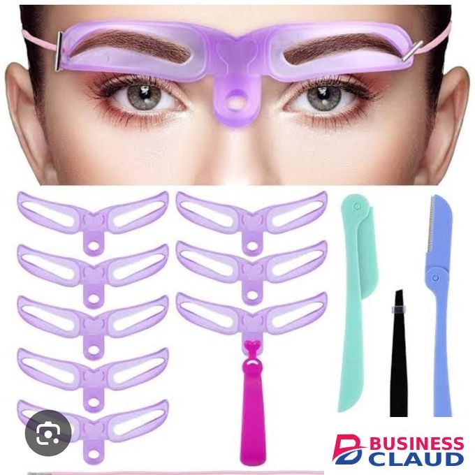 8-in-1 Professional Eyebrow Stencil Kit for Symmetrical Shaping, Reusable and Flexible Eyebrow Template Set with 8 Unique Styles, Easy-to-Use Brow Grooming Guide with Adjustable Head Strap for Precision Makeup