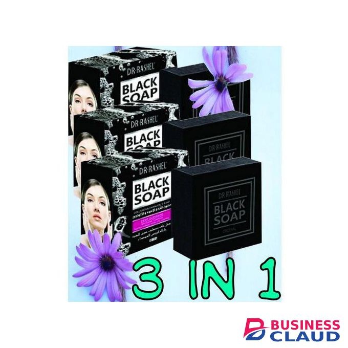Dr. Rashel 3pcs Black Soap With Collagen&Charcoal, Acne Treatment-100g
