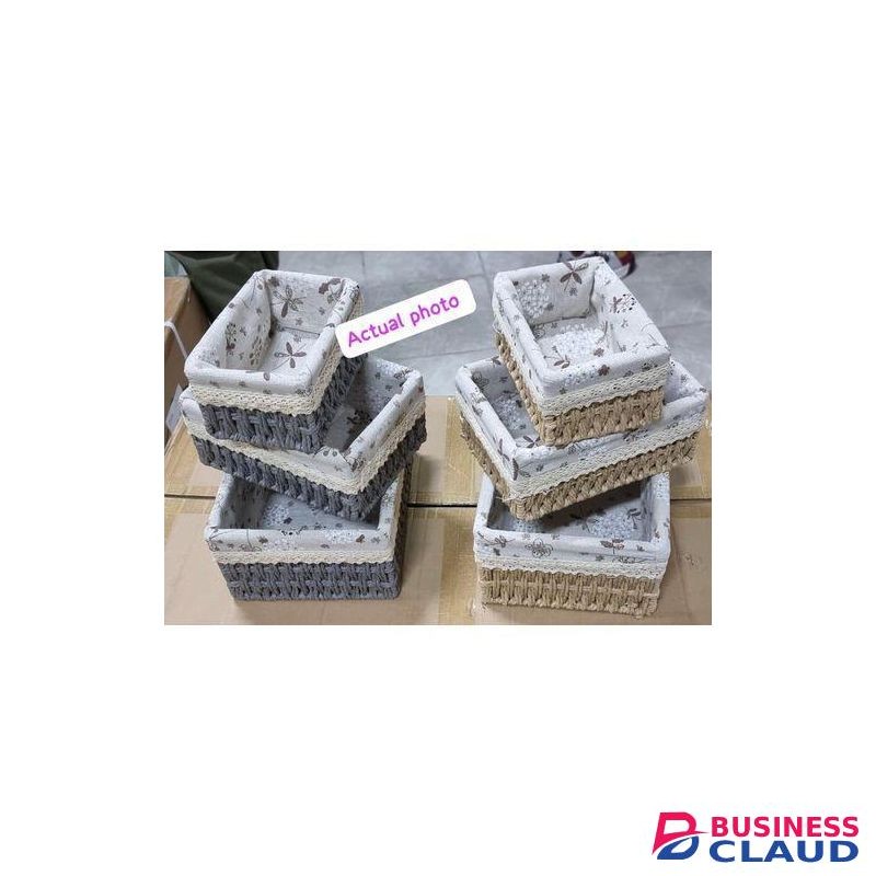 3Pcs Woven Nordic Cotton Rope Storage Baskets Organizer Desktop Sundries Decorative Key Storage Basket Bins Organizer Box for Makeup, Jewellery, Bathroom, Toilet, Kitchen