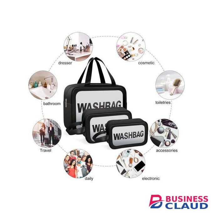 3in1 Transparent Wash Bag/ Travel Bag/ Cosmetic Bag/ Makeup Bag. Portable.