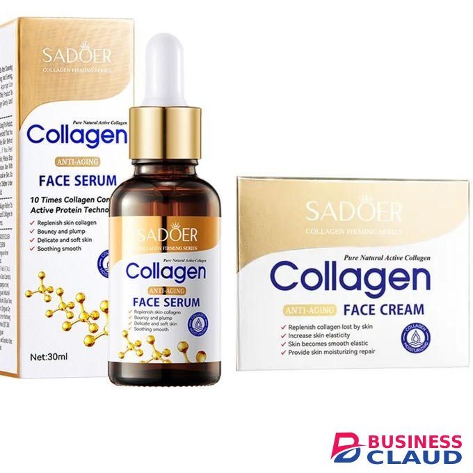 SADOER 2 In 1, Collagen Cream + Collagen Serum, Anti Aging Collagen Serum And Cream Combo For Smooth, Moisturized Skin