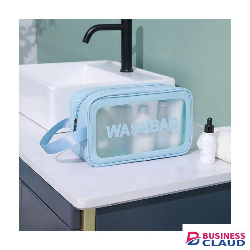 3in1 Waterproof Washbag Travel Bag Set Transparent Makeup Toiletry Clear Wash Pouch - Blue