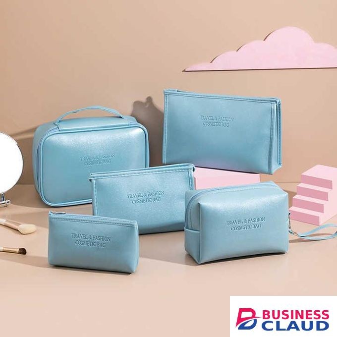 5pcs vegan leather travel makeup cosmetic bag