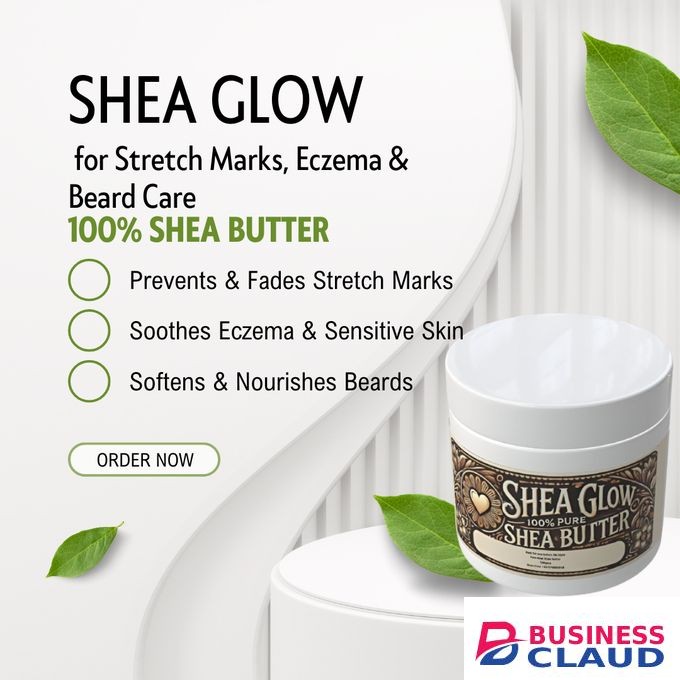SHEA GLOW 200ml – 100% Pure & Natural Shea Butter for Stretch Marks, Eczema & Beards Care
