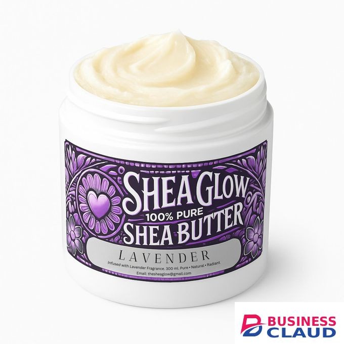 SHEA GLOW LAVENDER 300ml – 100% Pure & Natural Shea Butter for Stretch Marks, Eczema & Beard Care