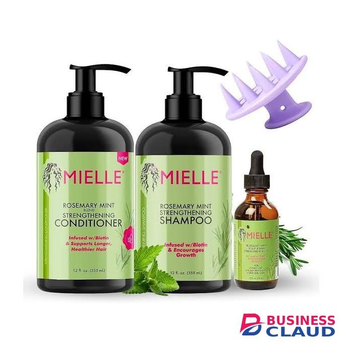 Mielle Organics 5 Pack of Rosemary Mint Shampoo, Conditioner, Rosemary Mint Oil, Mint Leave-In Conditioner, Rosemary Mint Hair Masque for Stronger Healthier Hair Growth