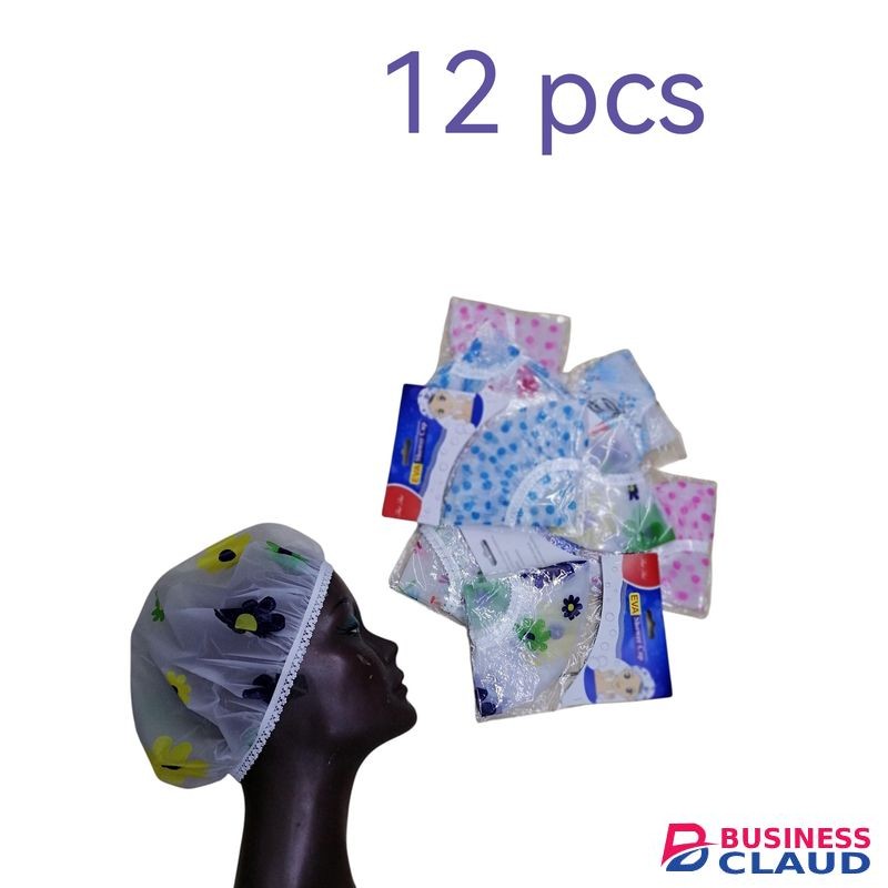 12 pcs Multicolour reusable waterproof shower cap for wamen Eva hair with elastic band large hair protection