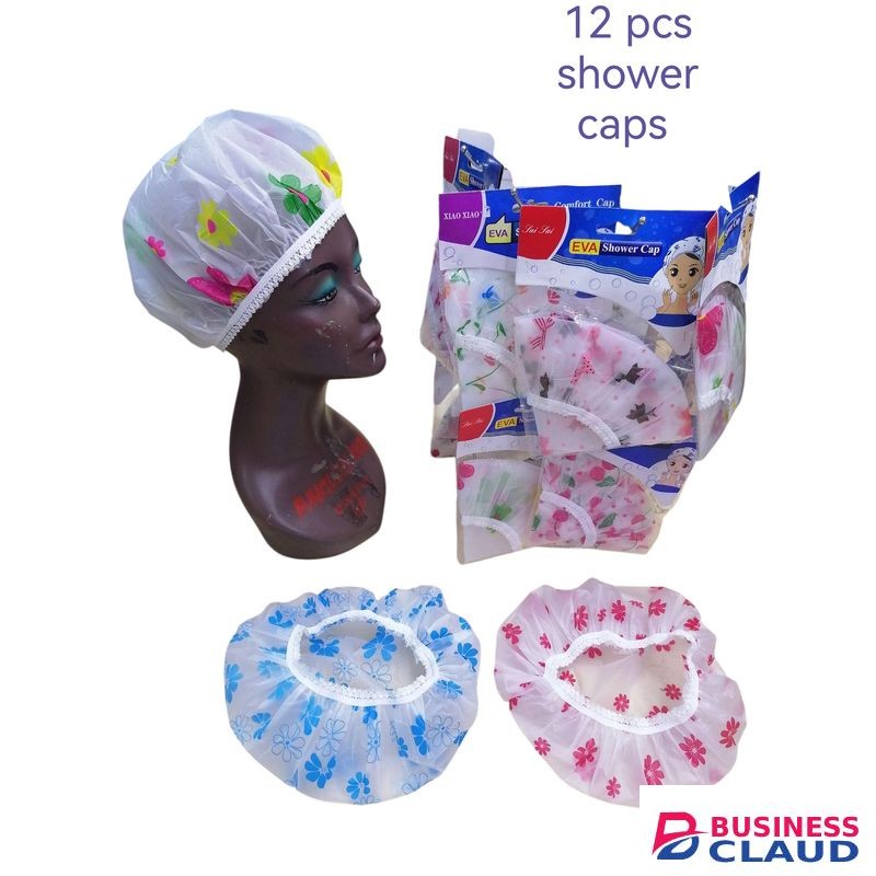12 pcs waterproof shower cap dustproof and oil fume cap nursing mask makeup cap multicolour