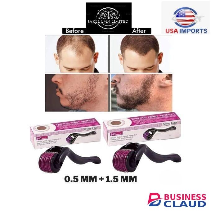 Derma Roller Derma 0.5mm + 1.5mm DERMAROLLER MICRO NEEDLE BEARD HAIR SKIN FACE WRINKLE & ANTI-AGING DERMA